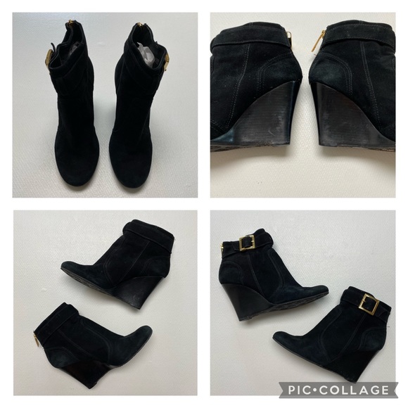 Tory Burch Adrienne Wedge Boots/Booties in Black Suede Size 8 EUC - Picture 3 of 16